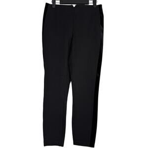 J. Crew Tuxedo Velvet Stripe Mid Rise Ankle Pants Back Zip Up Exposed 2 Black